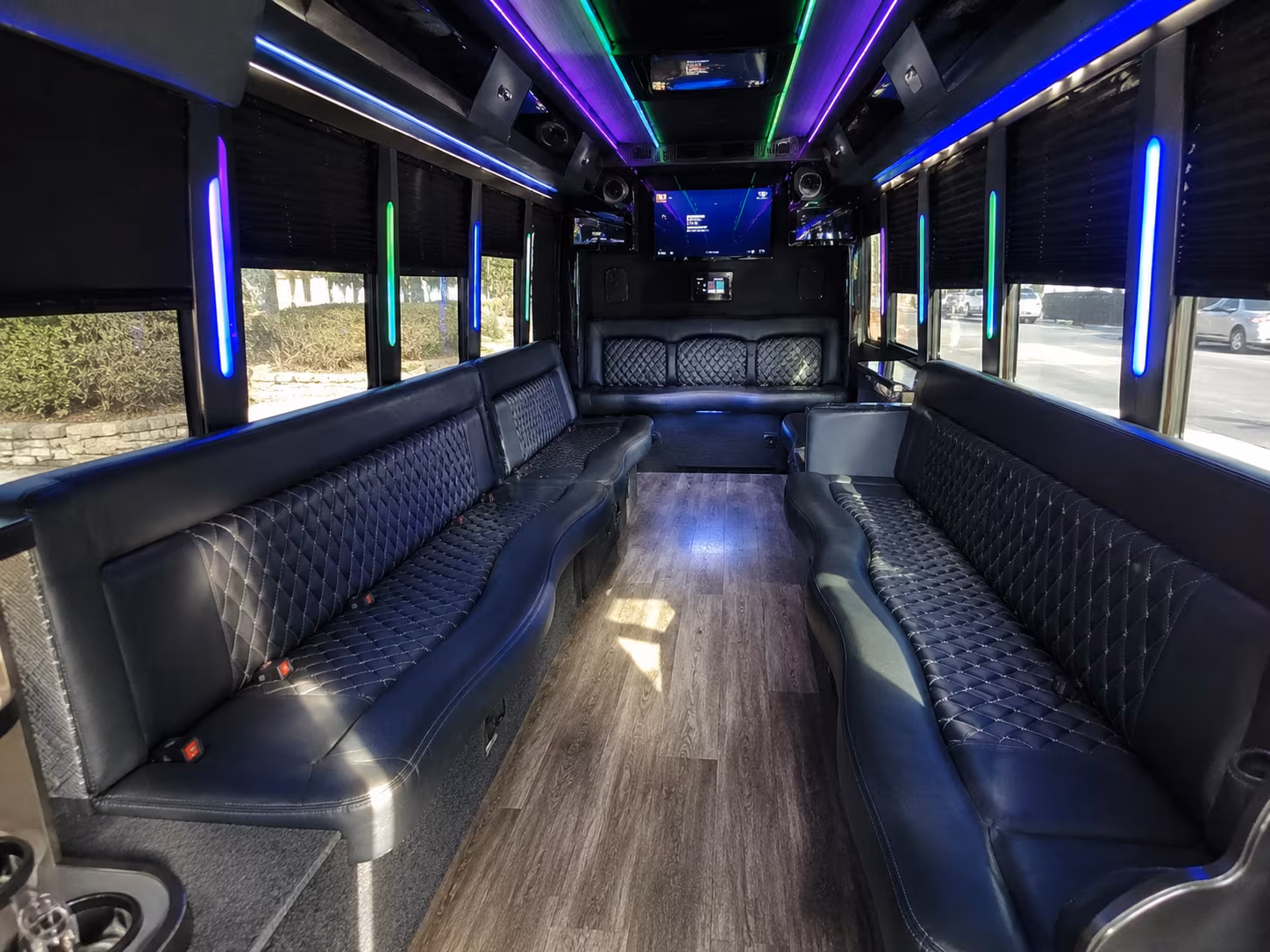 burbank 15 passenger party bus interior