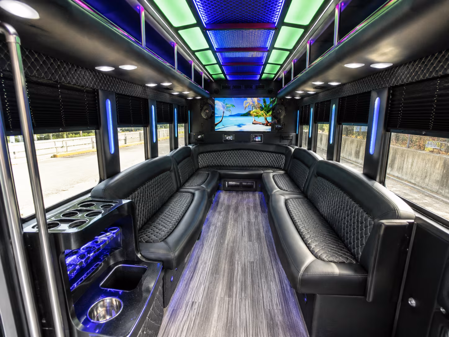 burbank 18 passenger party bus inside