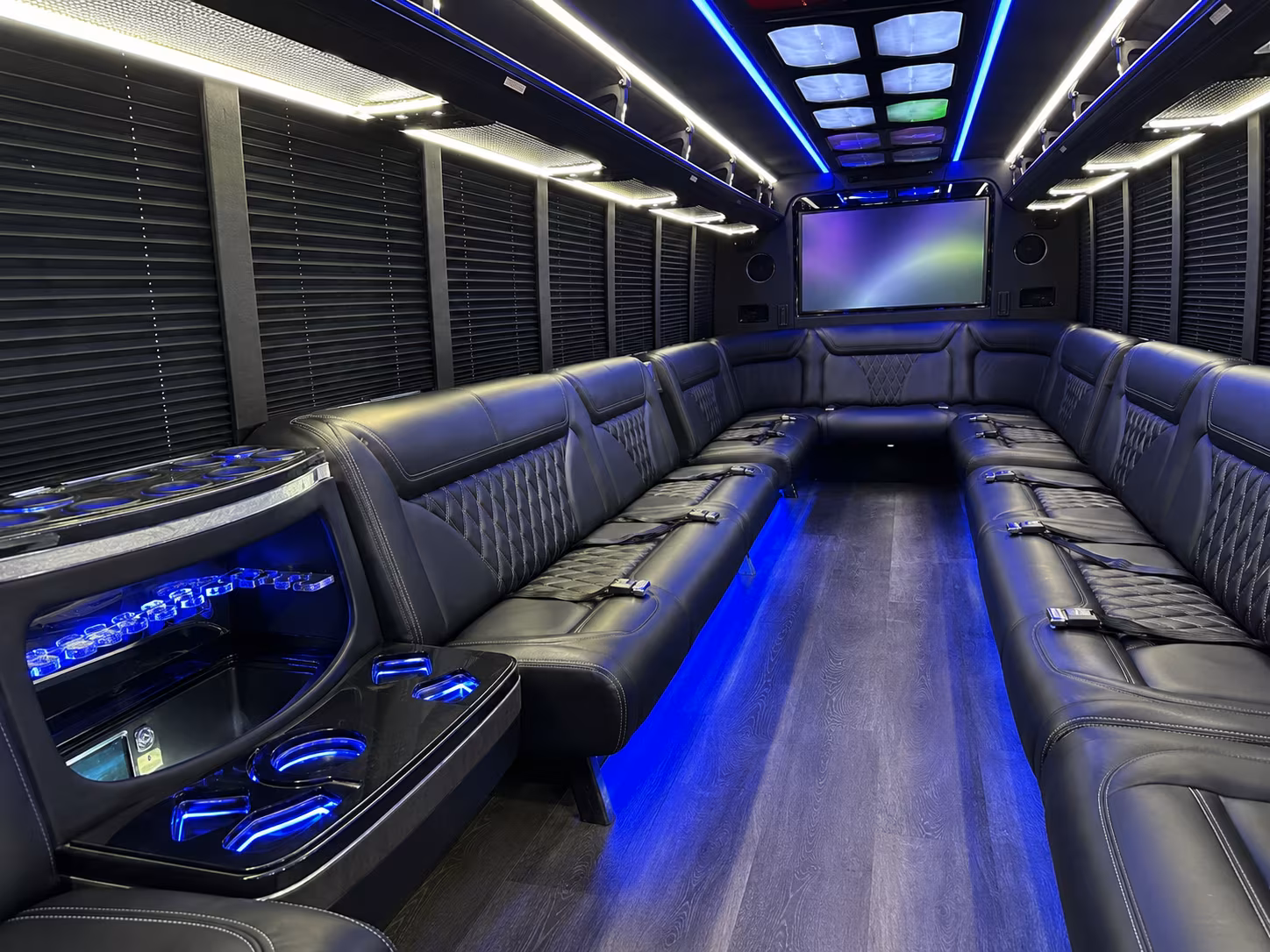 burbank 20 passenger party bus inside