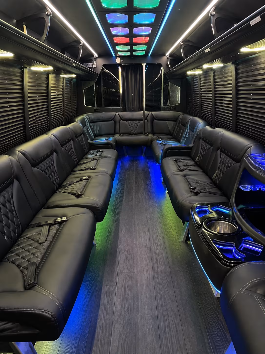 burbank 20 passenger party bus interior
