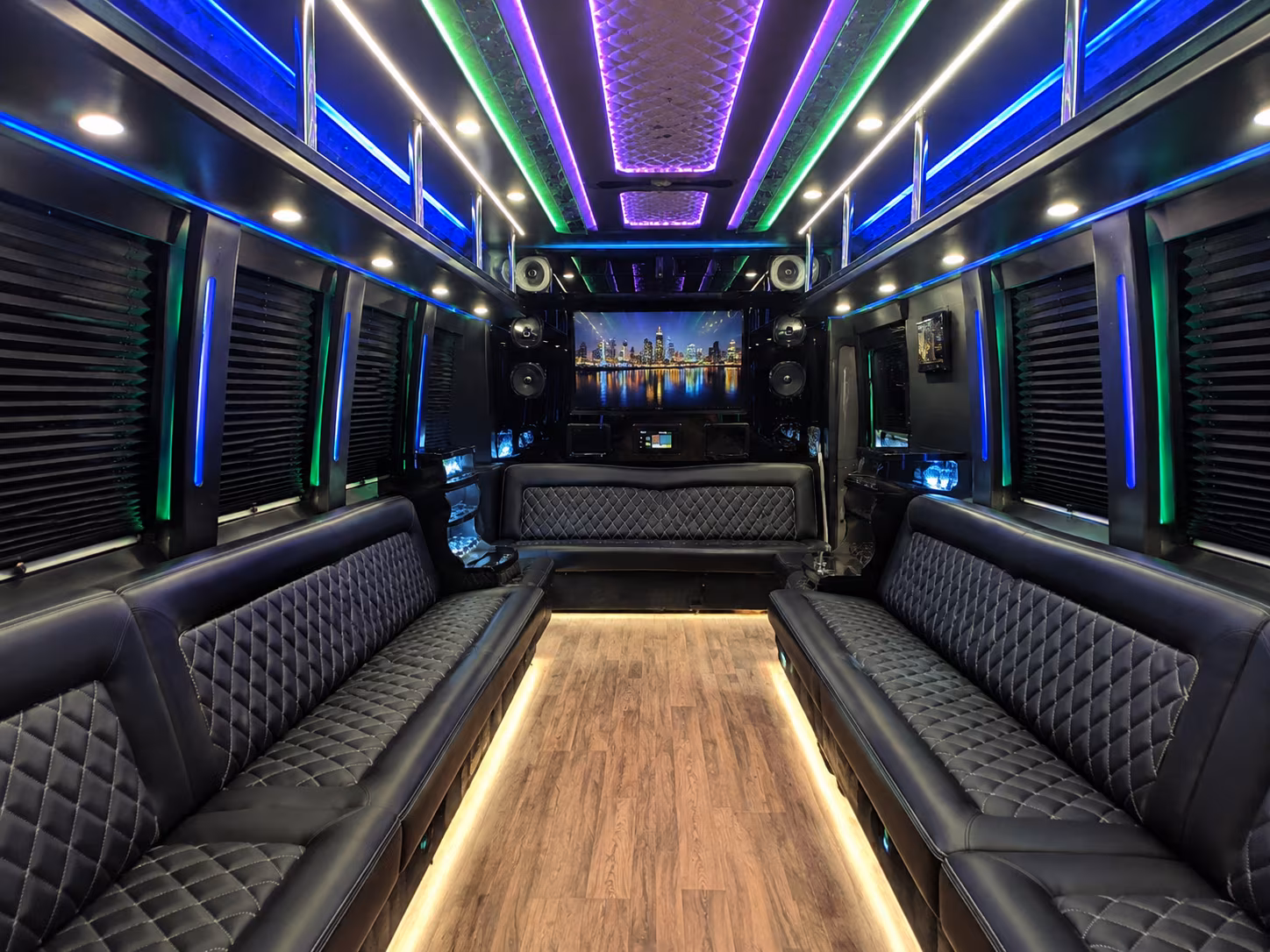 burbank 25 passenger party bus interior