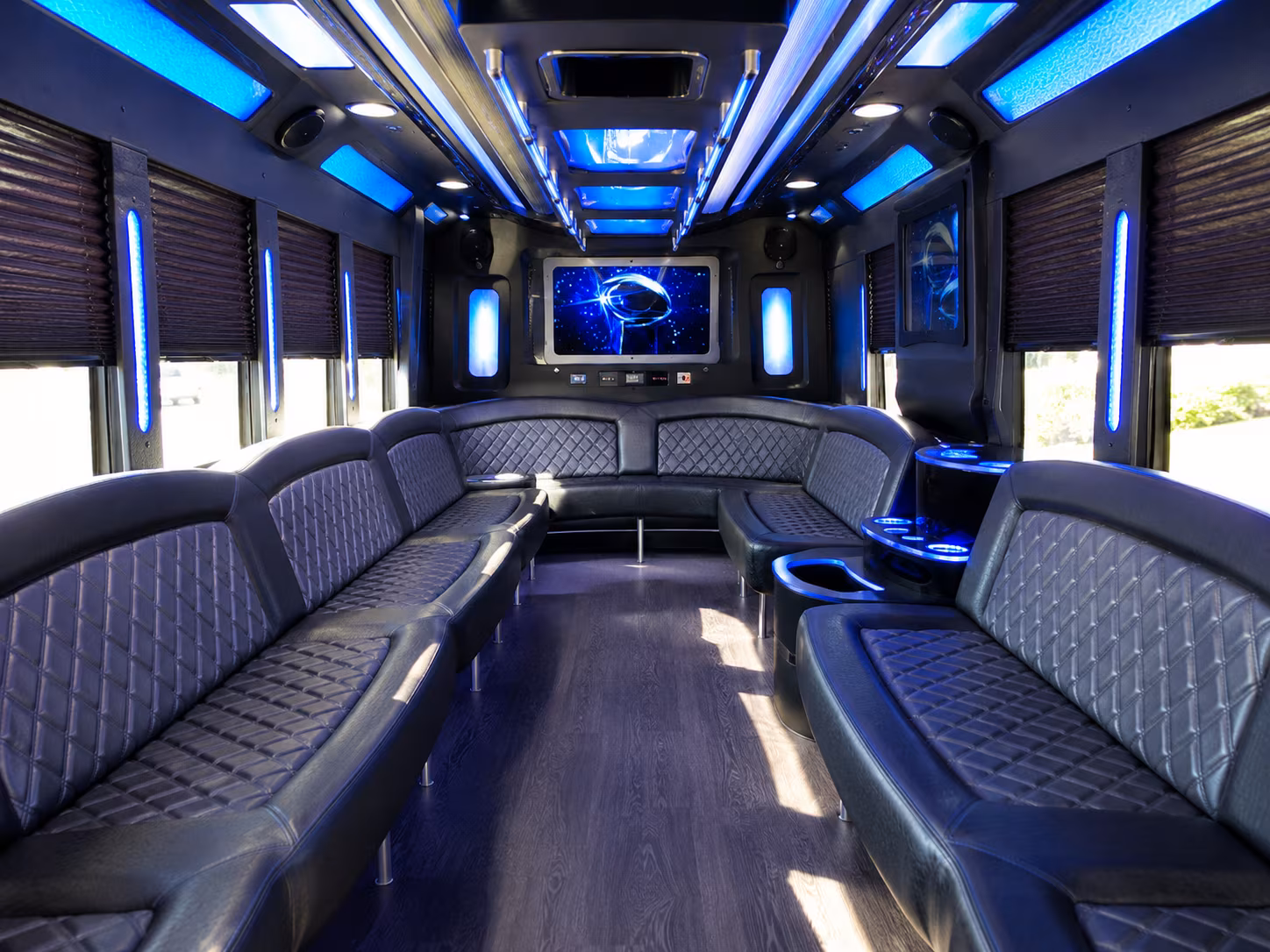 burbank 28 passenger party bus inside