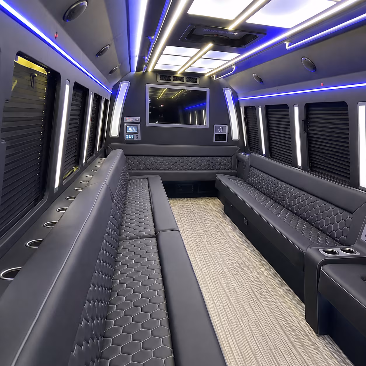 burbank 40 passenger party bus inside