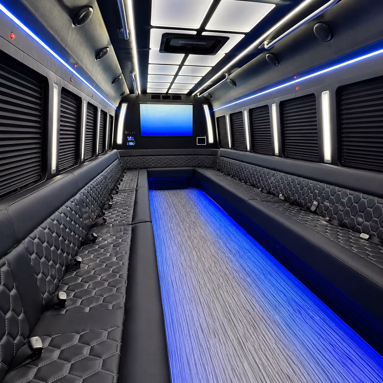 burbank 50 passenger party bus inside